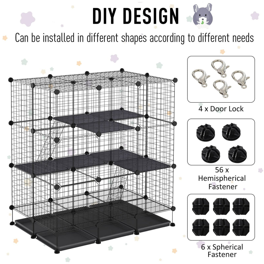 Black Steel Pet Playpen with Trays Z80721