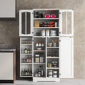 White Wood Kitchen Pantry Storage Cabinet with Doors and Shelves Y81682
