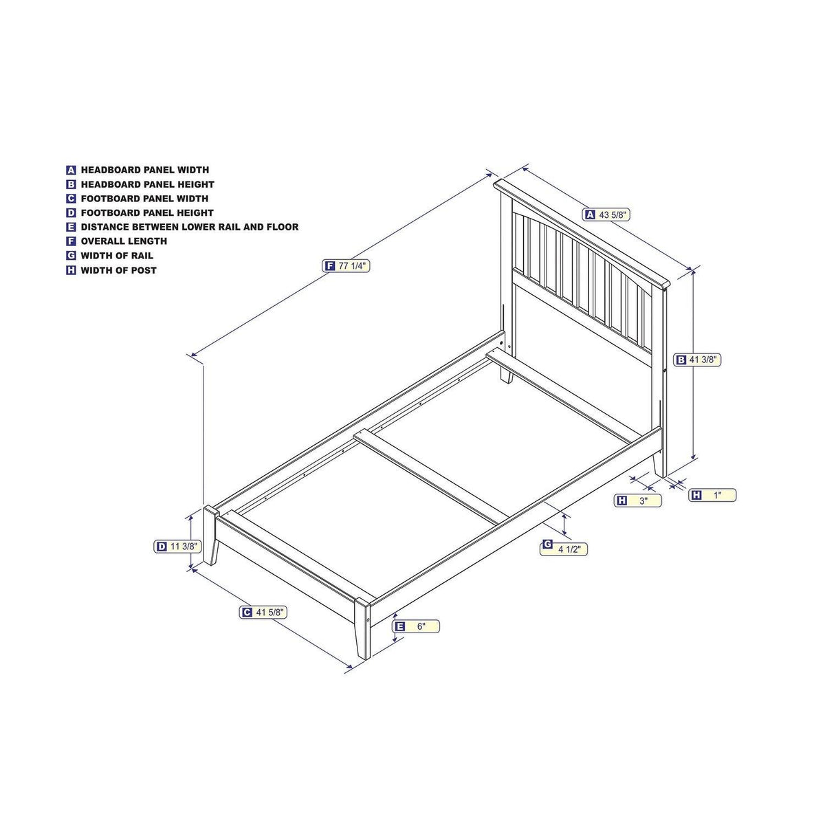 White Twin Mission Bed B765342