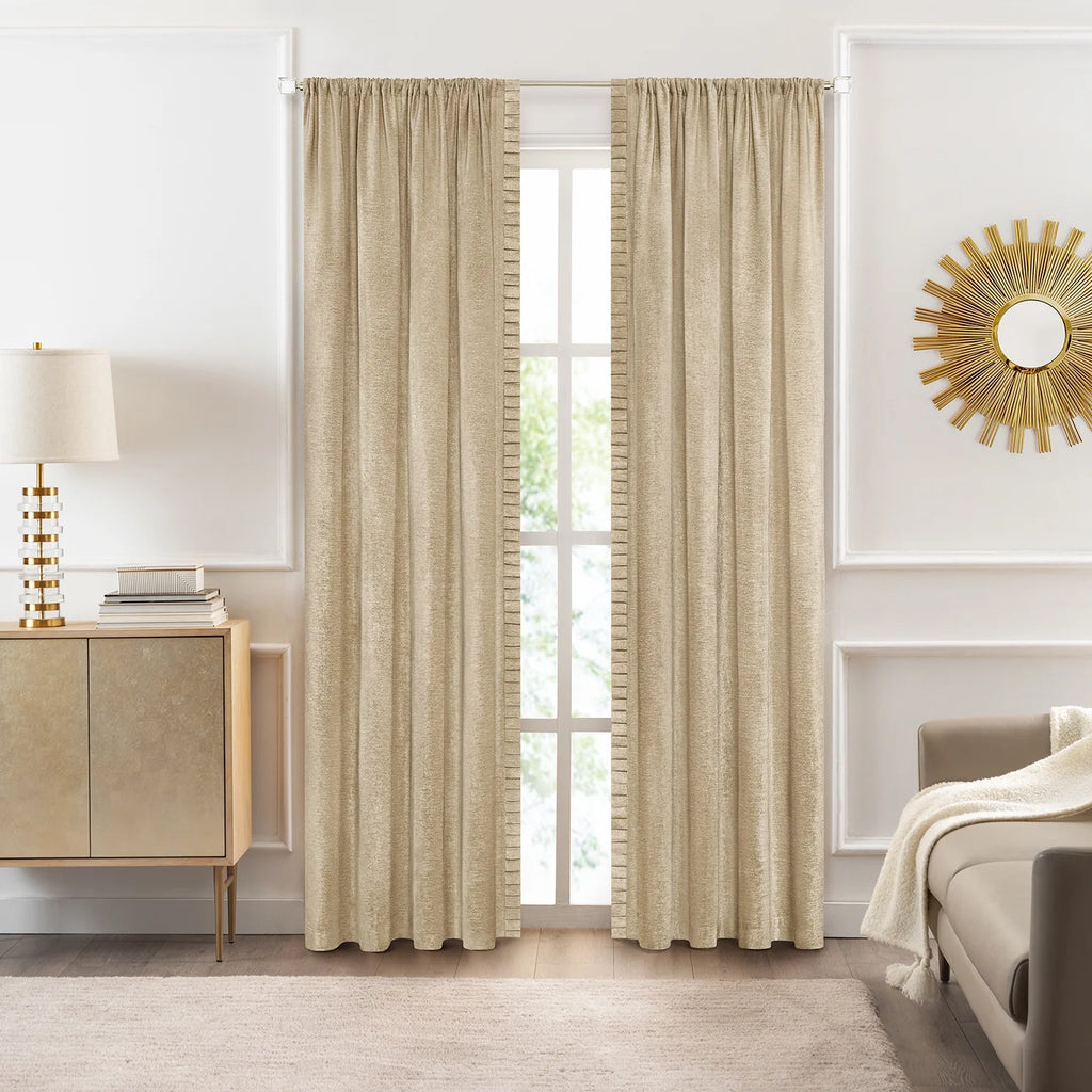 Tan Pleated Window Curtain Panels 52" X 84" N418