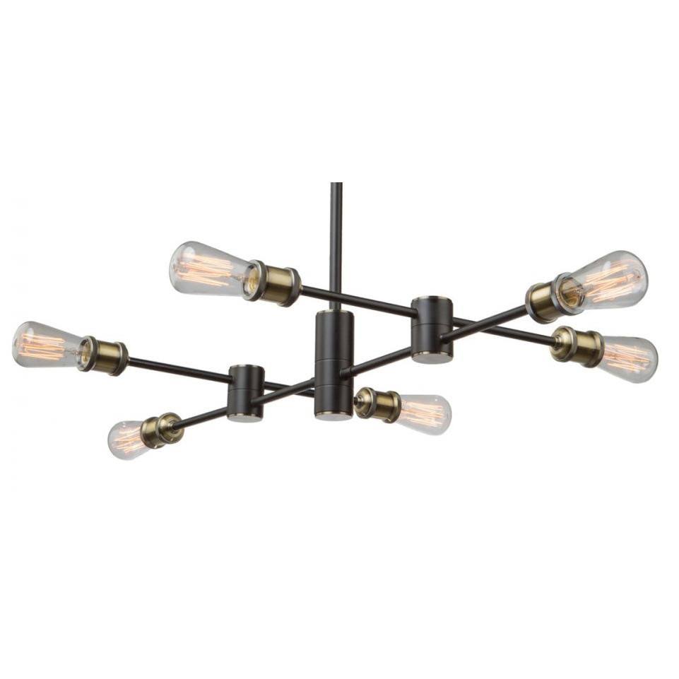 Matte Black Satin Brass 6 Light Chandelier Q996