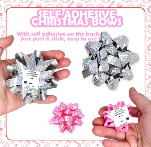 32 Pcs Multi Colored Gift Bows Assortment Set with 8 Curling Ribbon Rolls A288