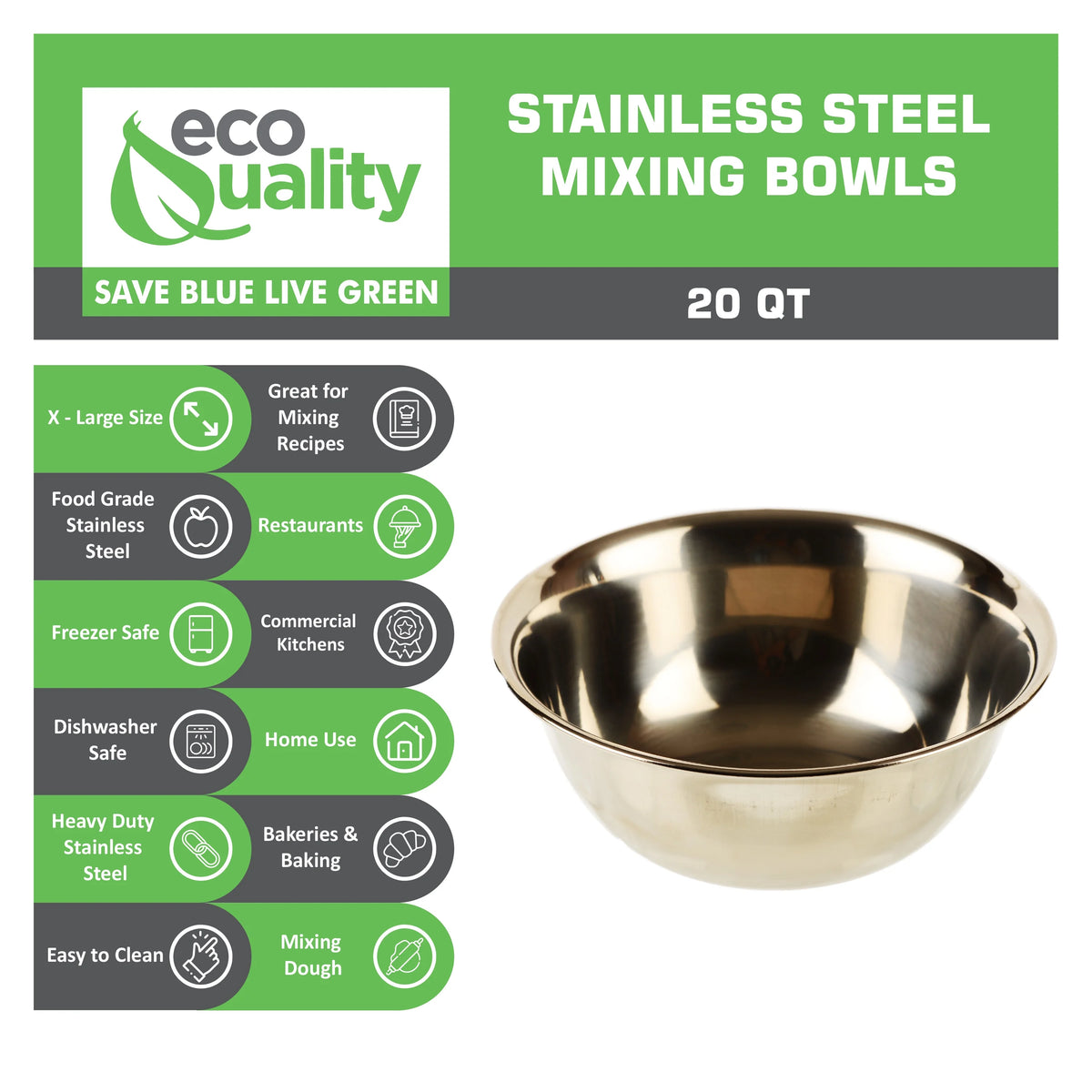 20 Quart Stainless Steel Mixing Bowl S49702