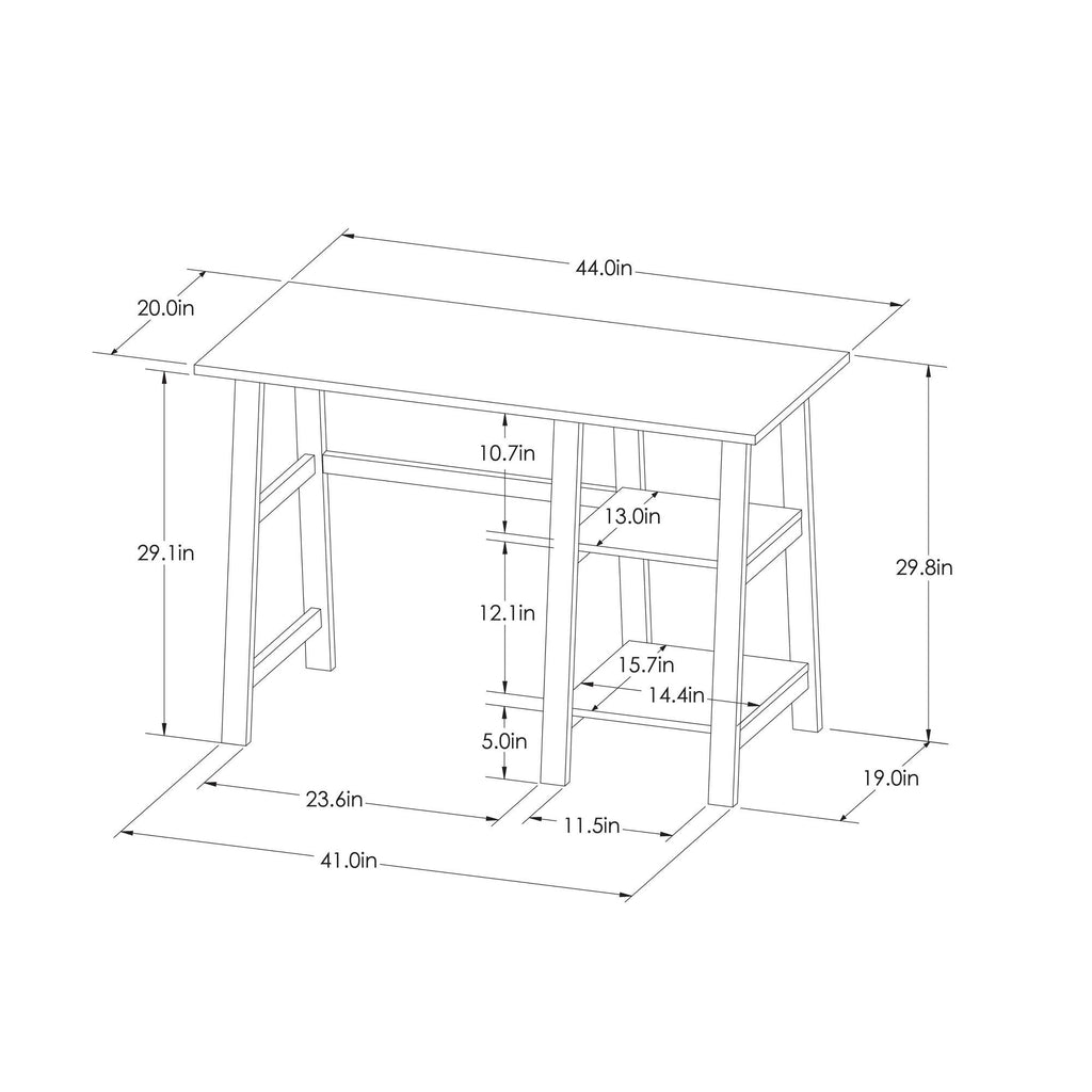 Trestle Wood Writing Desk with Storage B23953