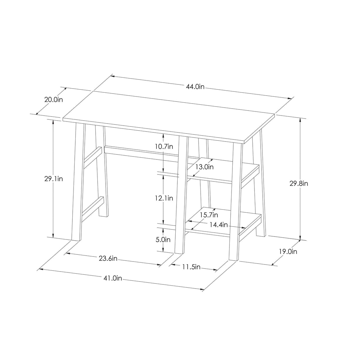 Trestle Wood Writing Desk with Storage B23953