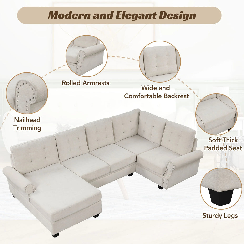 Beige U-Shaped Sectional Sofa H768068