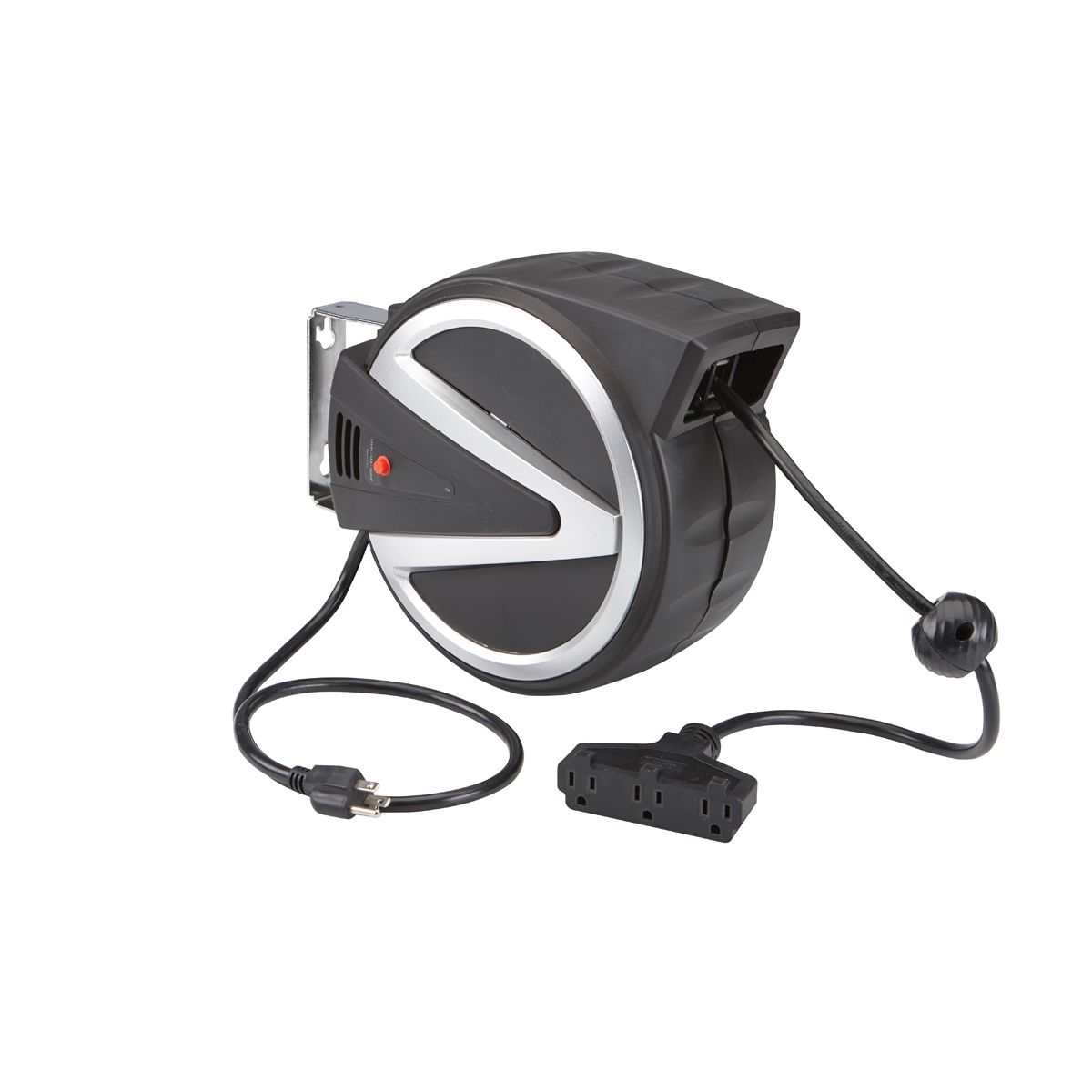 40 ft. 14/3 Gauge Retractable Cord Reel with Triple Tap, Black G69860