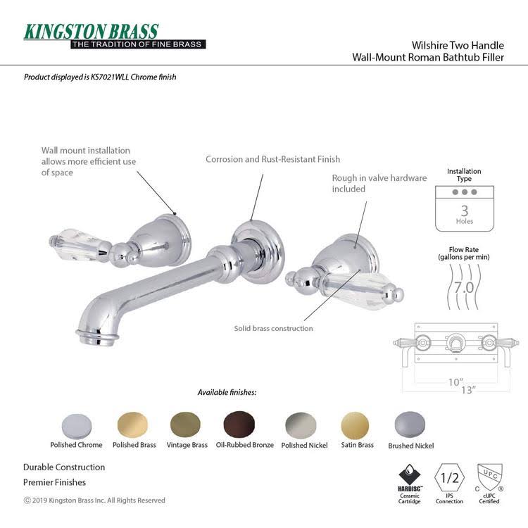 Oil Rubbed Bronze Wall Mount Roman Tub Faucet A71390