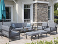 Grey 8 Piece Aluminum Outdoor Sectional Sofa with Ottomans and Coffee Table Z5168