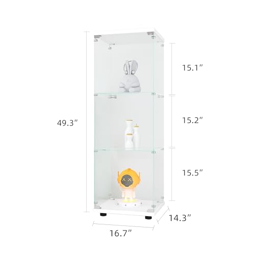 White 3 Shelves Glass Display Cabinet U15844