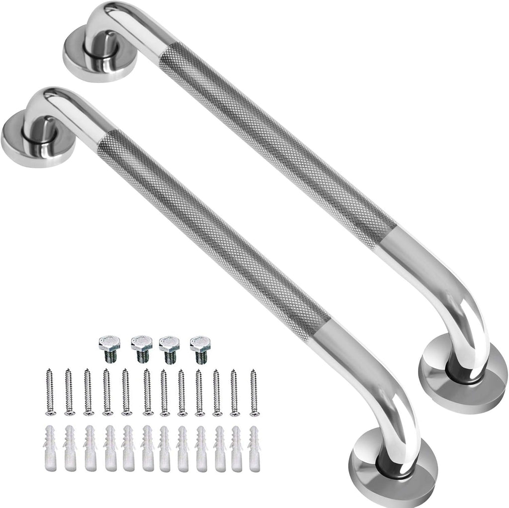2 Pack 24 Inch Anti-Slip Stainless Steel Matte Black Shower Grab Bars X413491