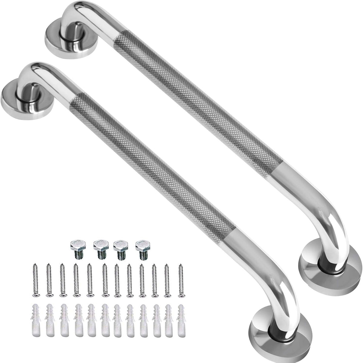 2 Pack 24 Inch Anti-Slip Stainless Steel Matte Black Shower Grab Bars X413491