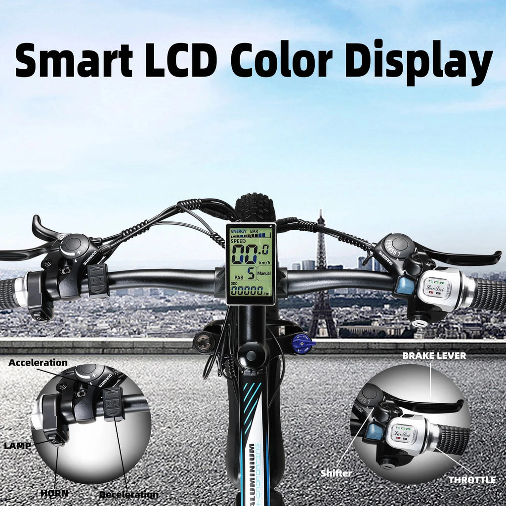 750W Electric Mountain Bike 26" Fat Tire Removable Battery O630184