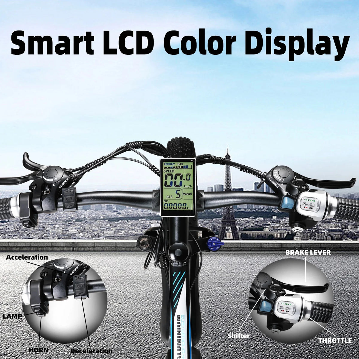 750W Electric Mountain Bike 26" Fat Tire Removable Battery O630184