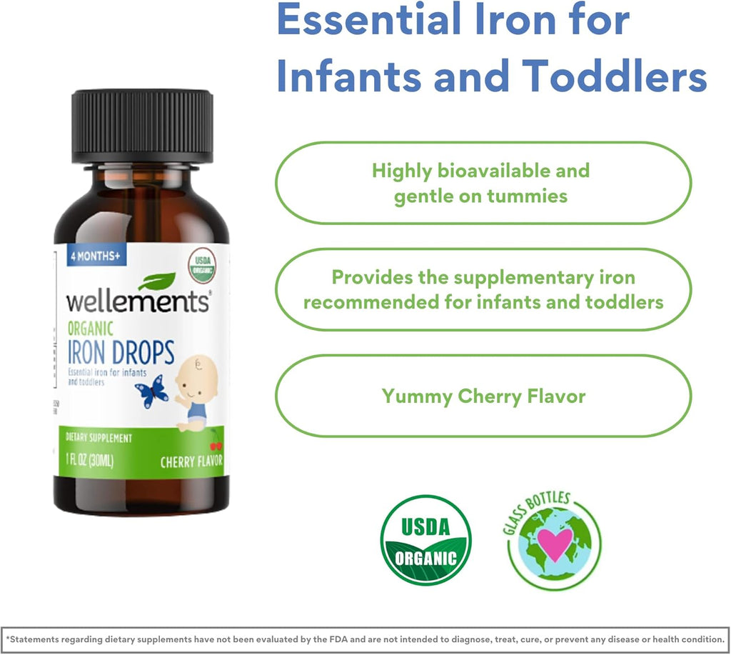 Organic Iron Drops for Babies, Cherry Flavor, 1 Fl Oz P463736