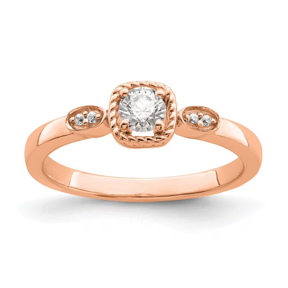 14k Rose Gold Lab Grown Diamond Rope Edge Ring X940