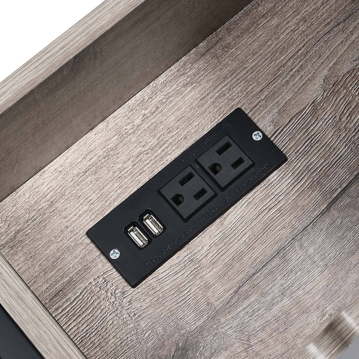 Flip Top End Table with Charging Station Sandstone/Black W319