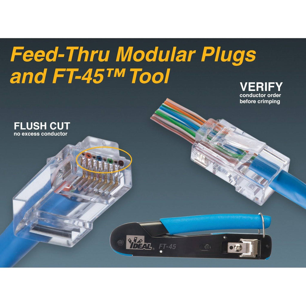 CAT-6 Feed-Thru RJ45 Mod Plugs 100 count S685