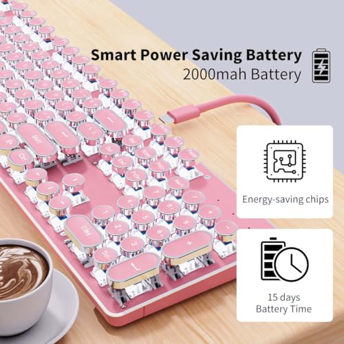 Pink Wireless Mechanical Keyboard with White Backlit N44369