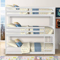 Solid Wood Twin Triple Bunk Bed White J422