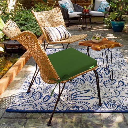 Outdoor Chair Cushions Set of 2 with Ties Water Repellant Fade Resistant I643341