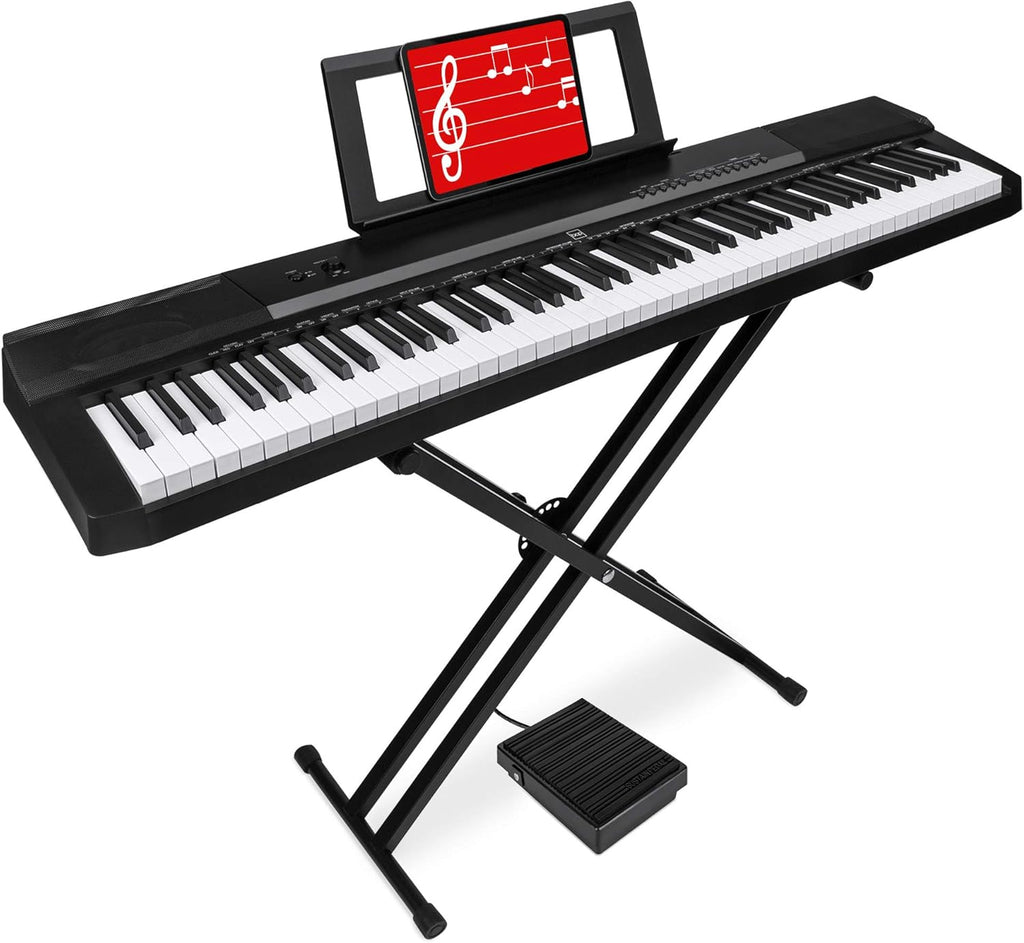 88-Key Full Size Digital Piano Keyboard Set with Semi-Weighted Keys, Stand, Sustain Pedal, Built-In Speakers, Power Supply D52517