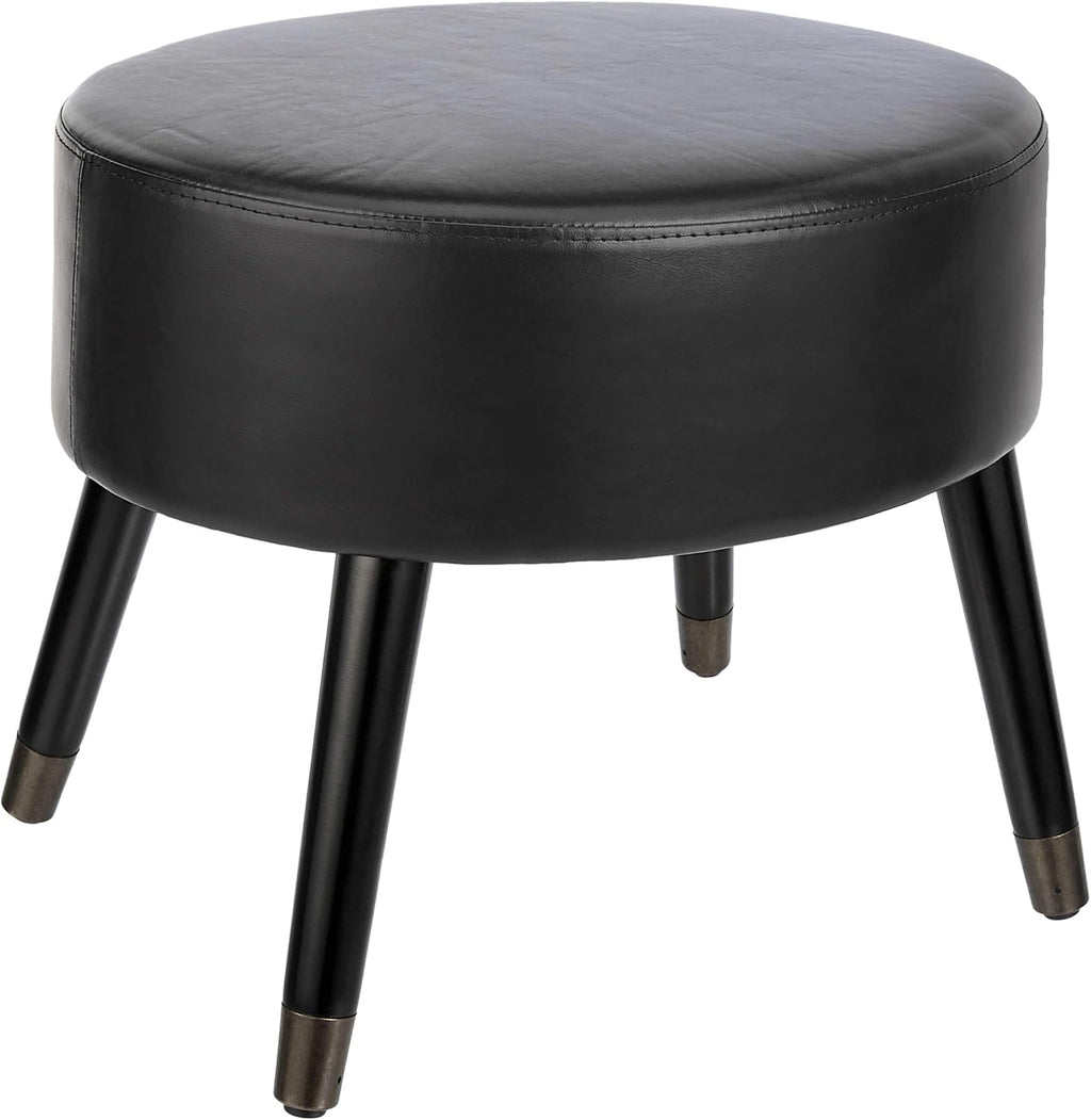 Black Faux Leather Ottoman A80047
