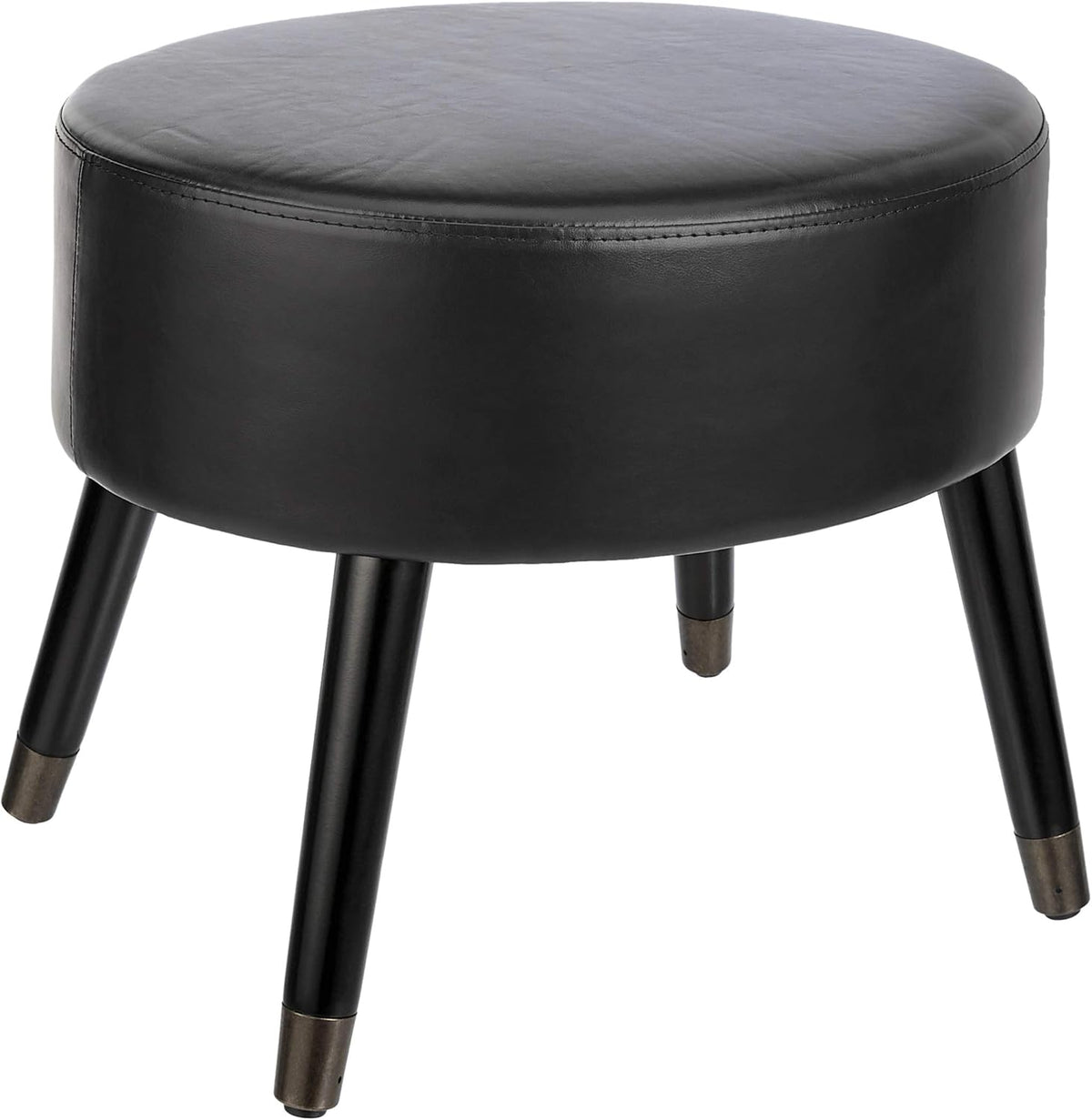 Black Faux Leather Ottoman A80047