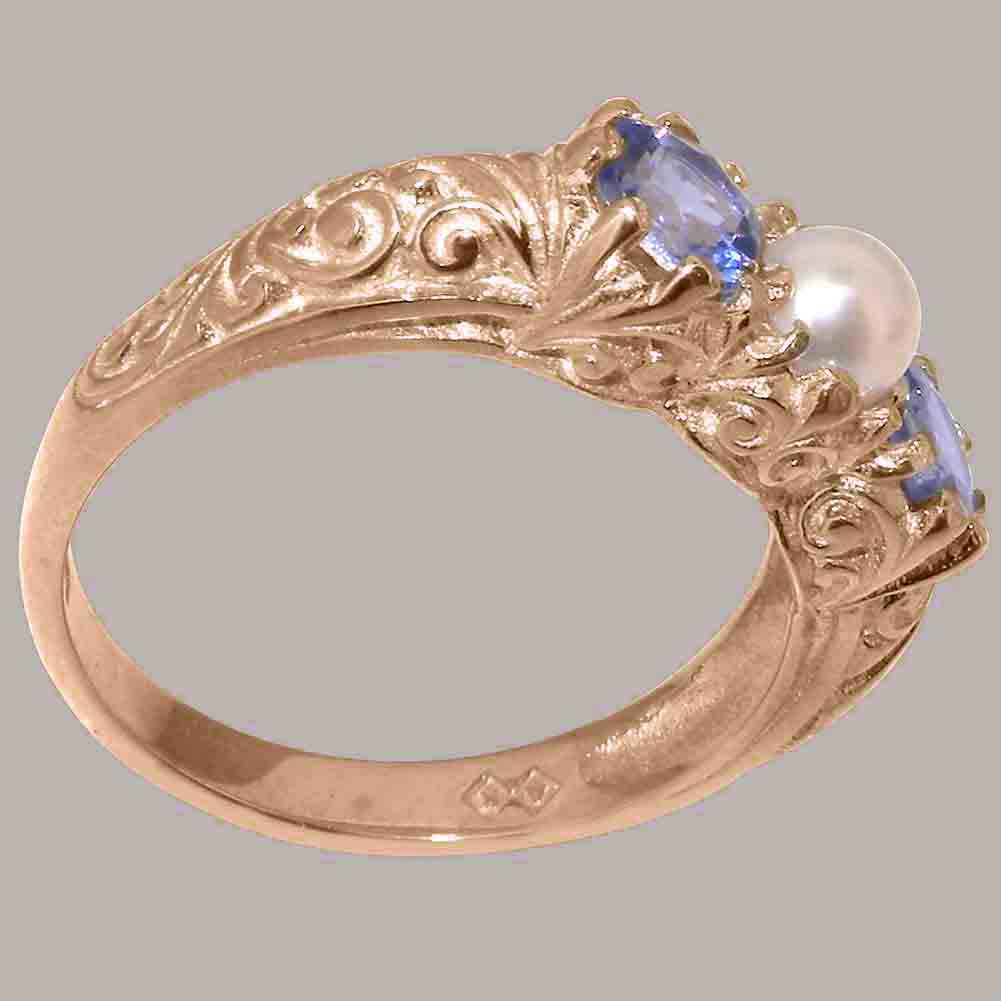 10k Rose Gold Cultured Pearl Tanzanite Ring O525