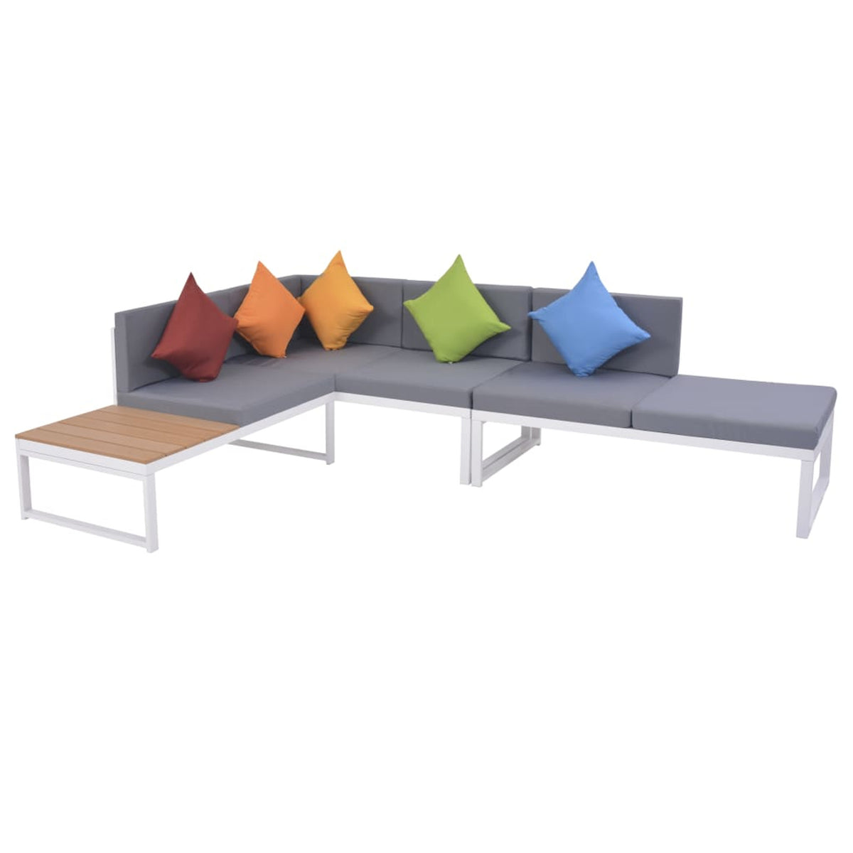 4 Piece Outdoor Conversation Sectional Sofa Set with Coffee Table Aluminum Frame Patio Lounge Set N27835