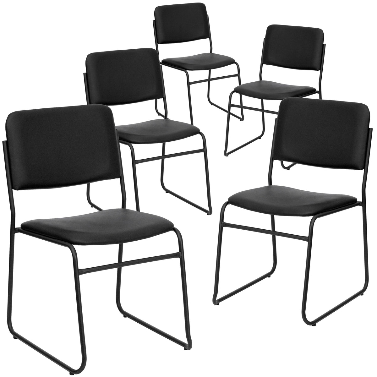 Black Vinyl Stacking Chair 5 Pack G829989