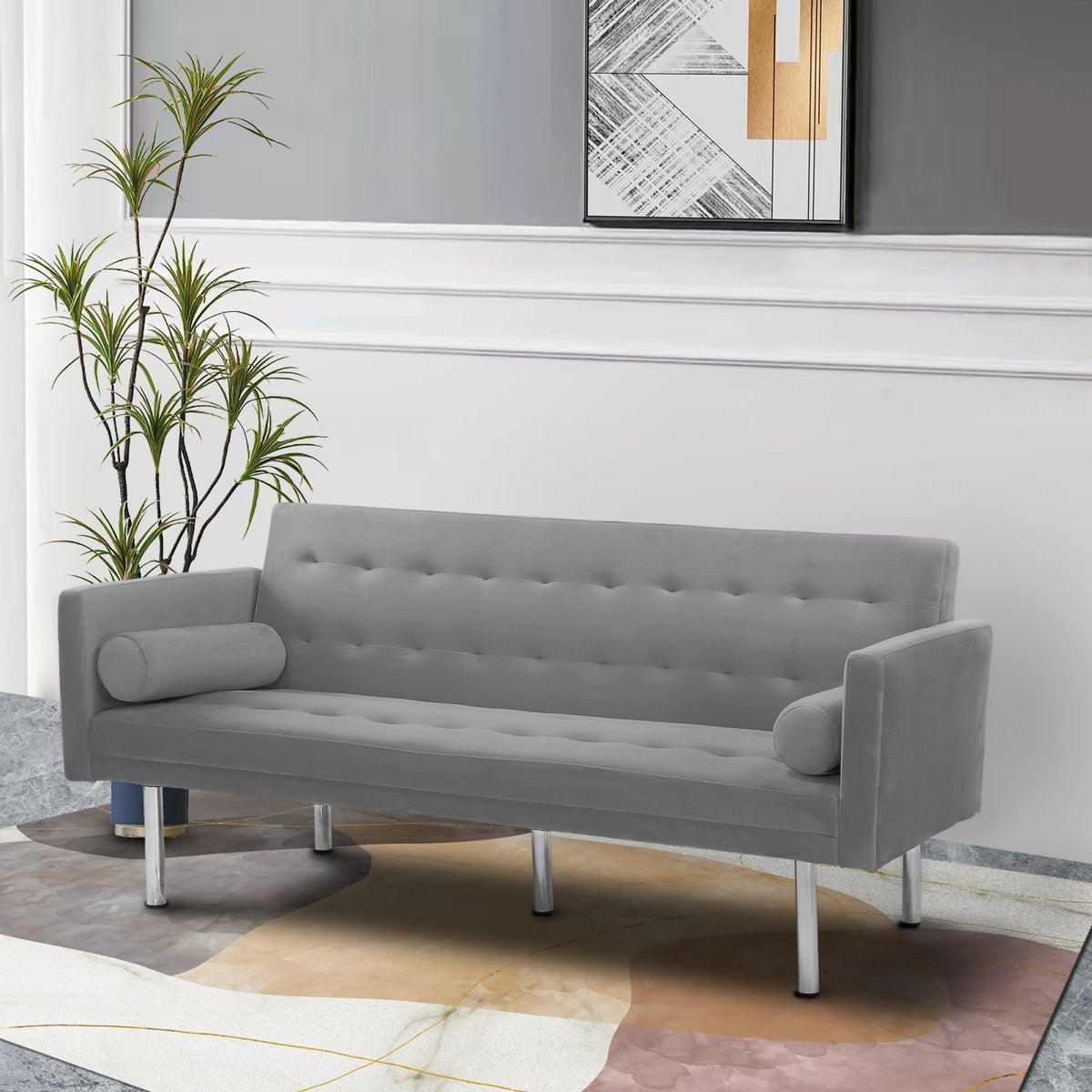 Pink Velvet Convertible Sofa Sleeper Sofa Q303549