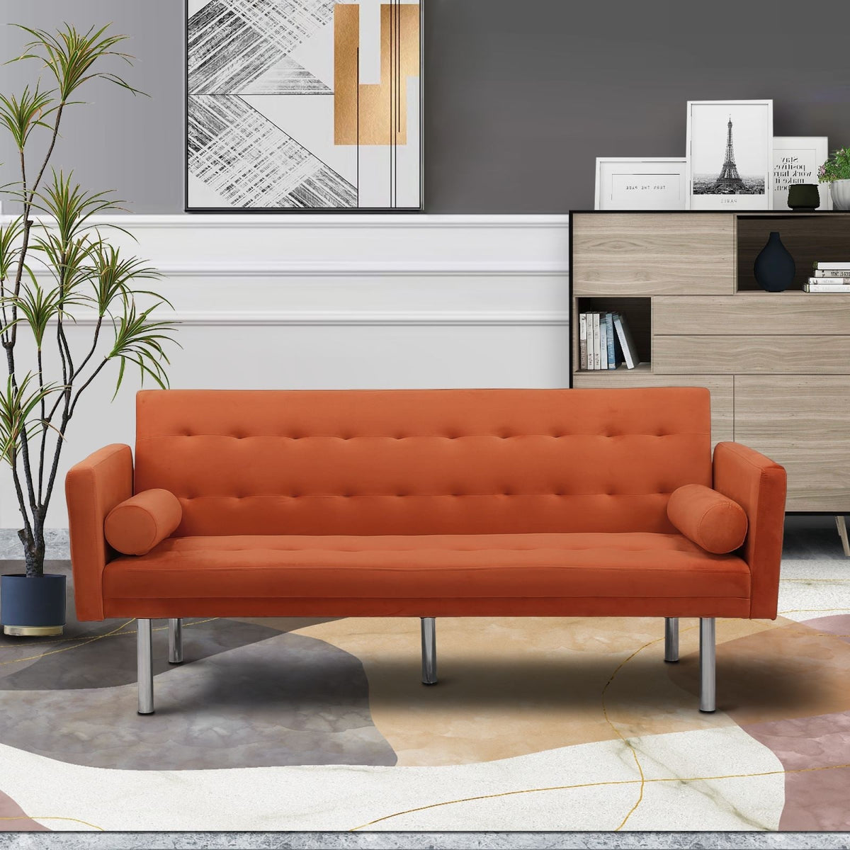 Pink Velvet Convertible Sofa Sleeper Sofa Q303549