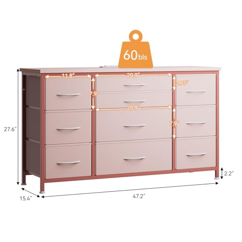 Black 10 Drawer Dresser with Power Outlet P85120