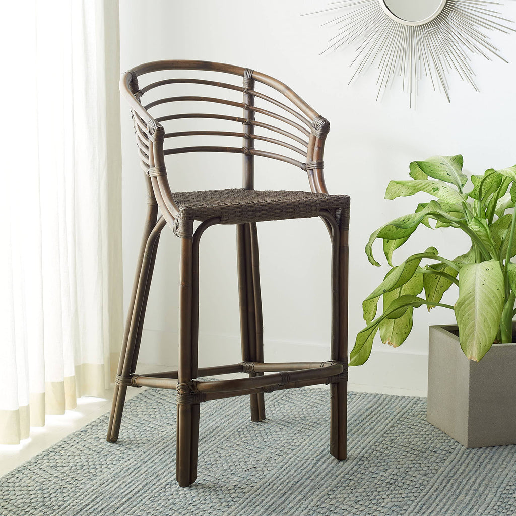 Dark Brown Rattan Bar Stool K386