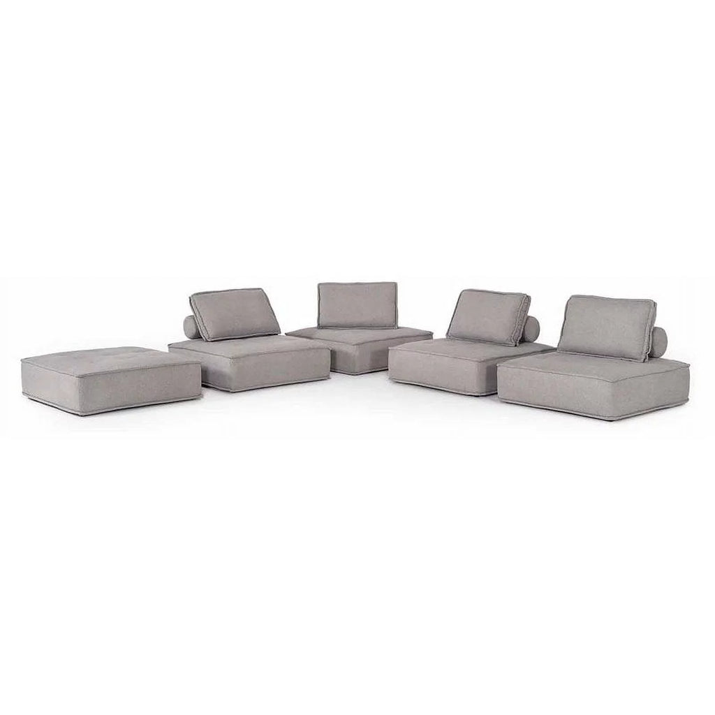 5-Piece Modern Fabric Modular Sectional Sofa in Gray J6228