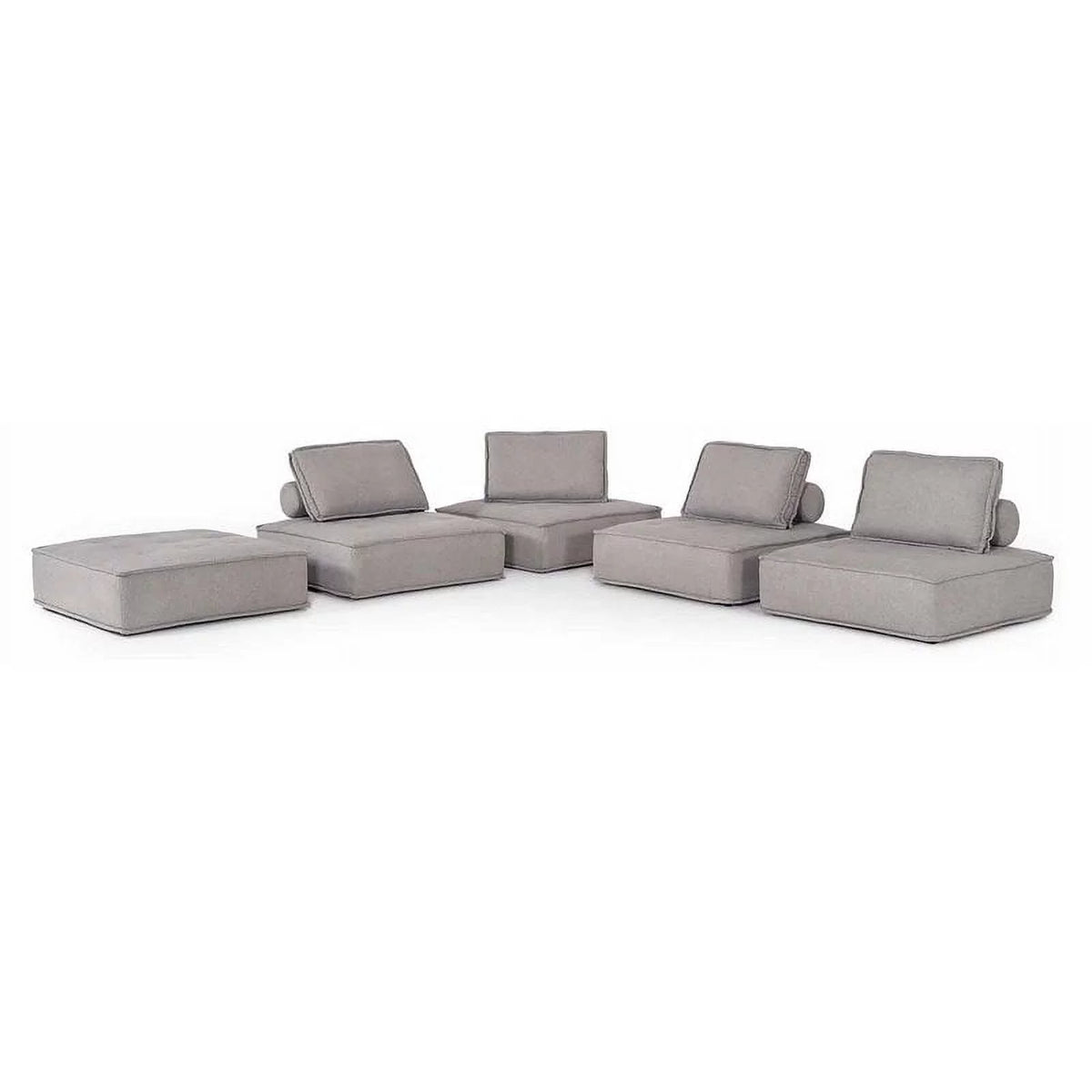 5-Piece Modern Fabric Modular Sectional Sofa in Gray J6228
