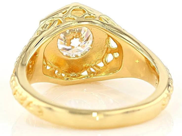 14K Yellow Gold Over Silver Moissanite Ring K997
