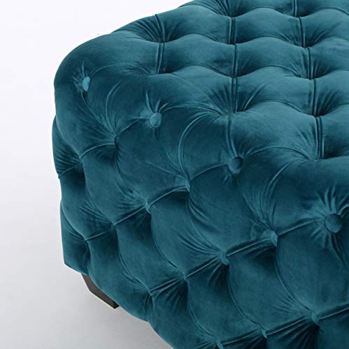 Dark Teal Velvet Ottoman Y968934
