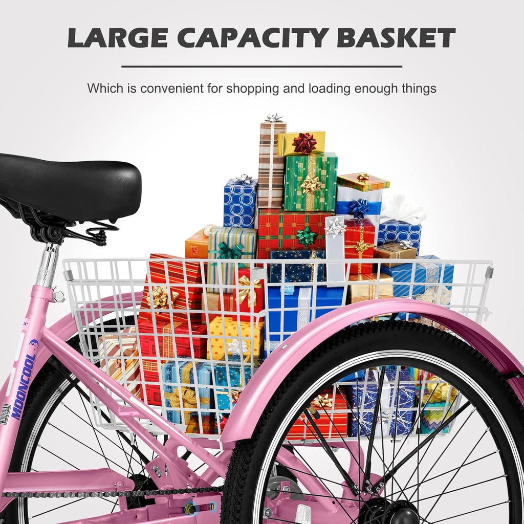 24 Inch Single Speed 3 Wheel Bicycle with Shopping Basket M4734