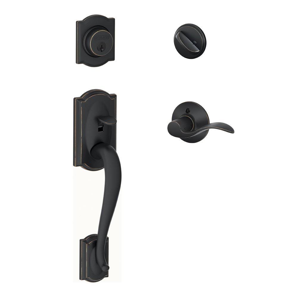 Aged Bronze Single Cylinder Handleset with Accent Lever R191