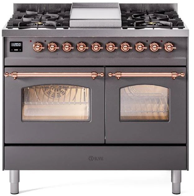 40 Dual Fuel Natural Gas Range Matte Graphite Copper Trim K982