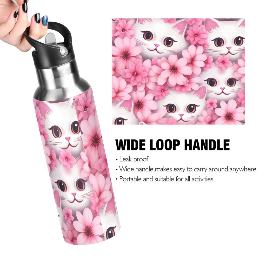 Insulated Stainless Steel Water Bottle with Straw Lid 20 oz X694