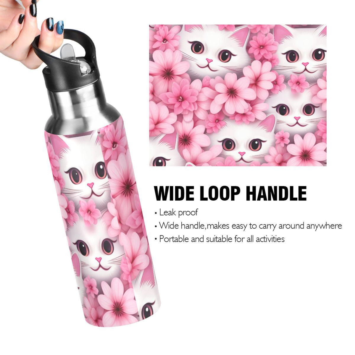 Insulated Stainless Steel Water Bottle with Straw Lid 20 oz X694