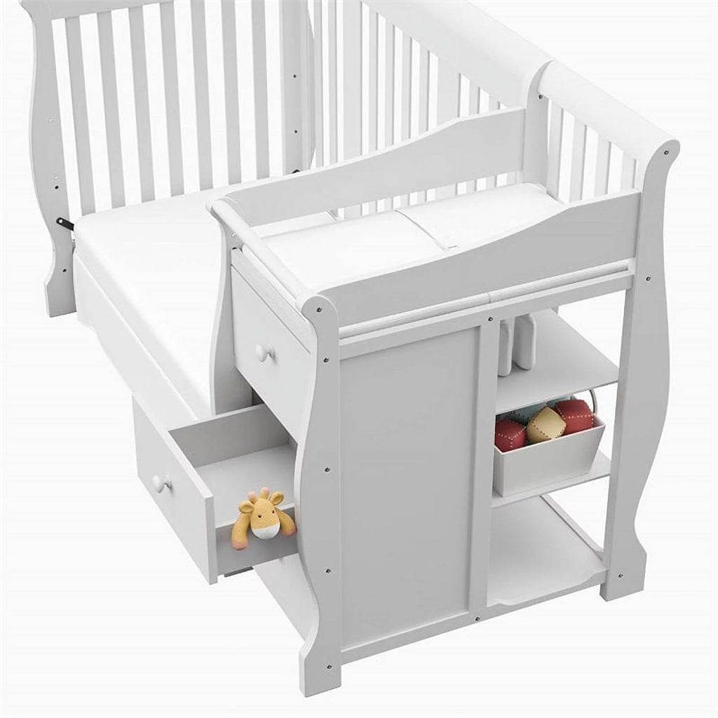 4-in-1 Convertible Crib and Changing Table Set in White R8142