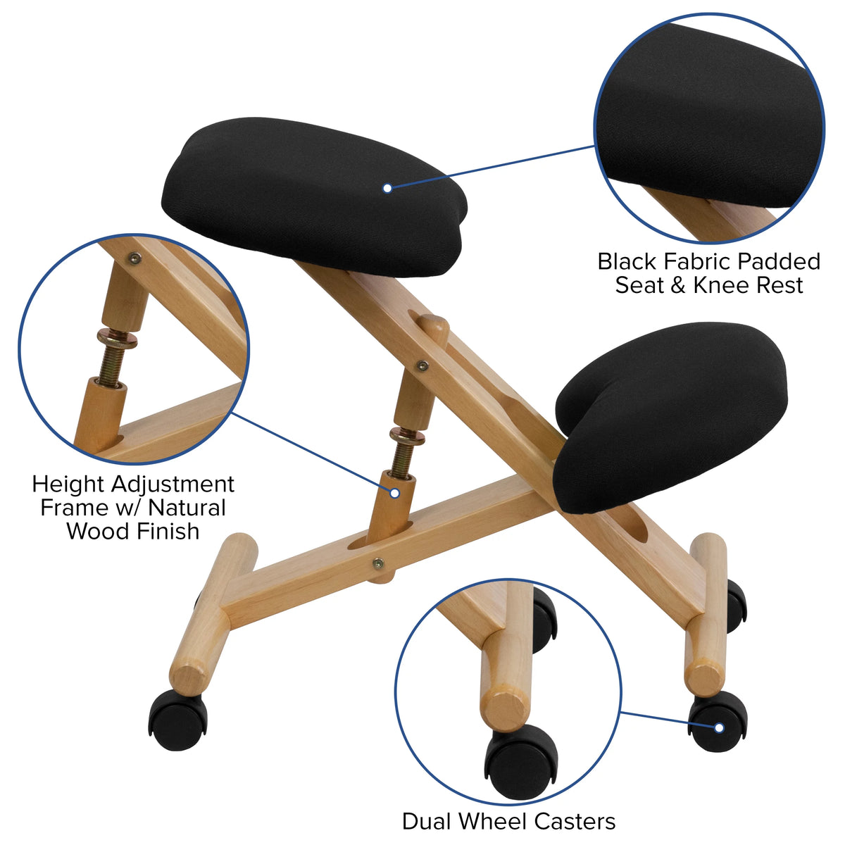 Black Ergonomic Kneeling Office Chair Q24433