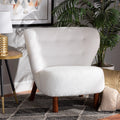 White Boucle Upholstered Wood Accent Chair Z169949