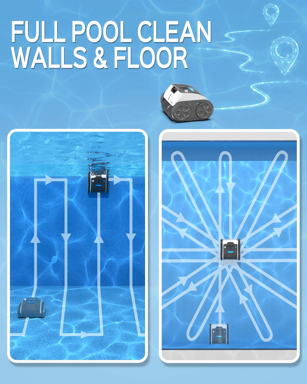 Cordless Robotic Pool Cleaner with Wall Climbing L8626