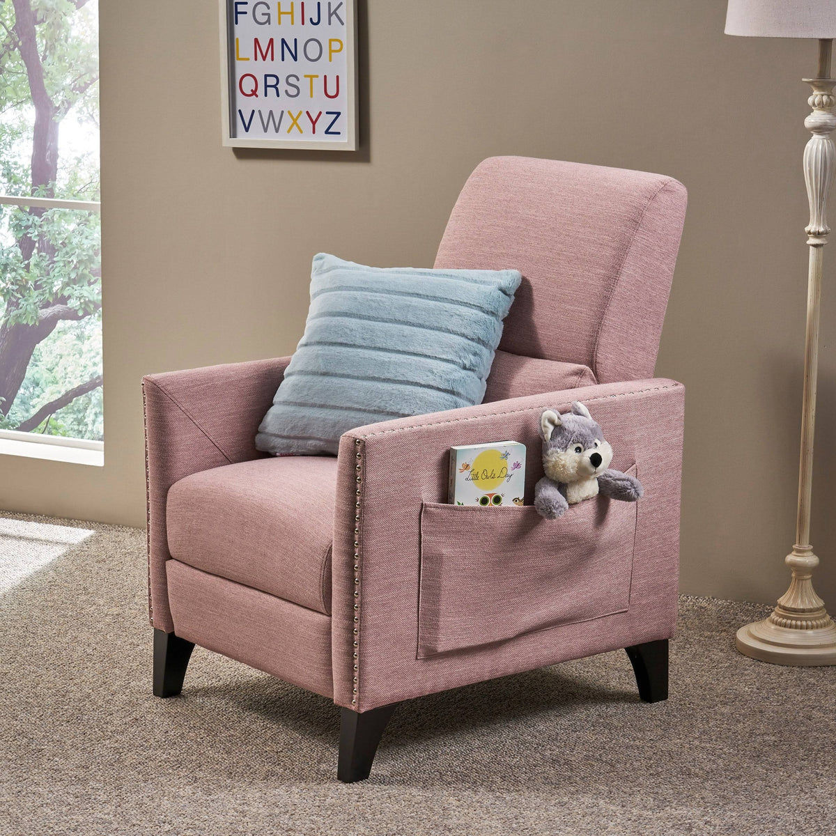 Light Blush Fabric Push Back Recliner U726