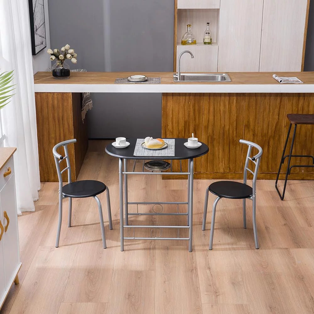 3-Piece Wooden Round Table and Chairs Set W992171